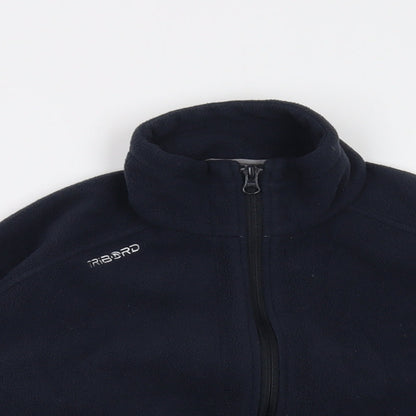 Close-up detail of Tribord boys’ blue jacket, size 14, years zip