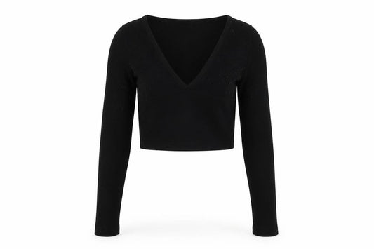 Urban Outfitters Womens Black Polyamide Cropped T-Shirt Size XS V-Neck