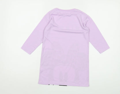 Back view of Disney girls’ purple polyester basic t-shirt, size 4-5, years crew neck pullover - minnie mouse