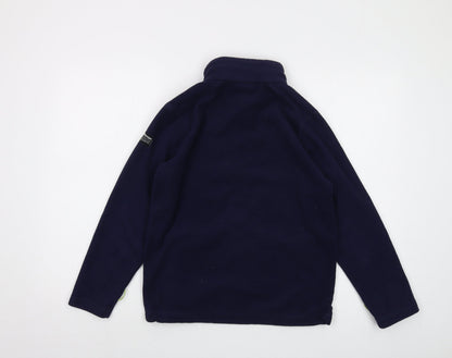 Back view of All Terrain boys’ blue jacket, size 11-12, years zip