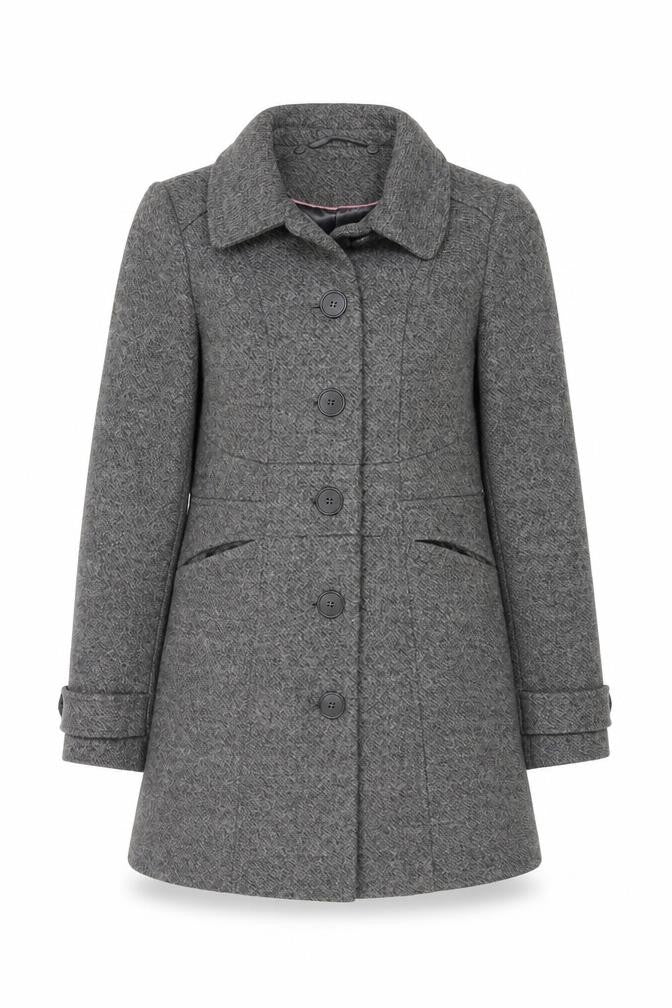 Oasis Womens Grey Overcoat Coat Size S Button