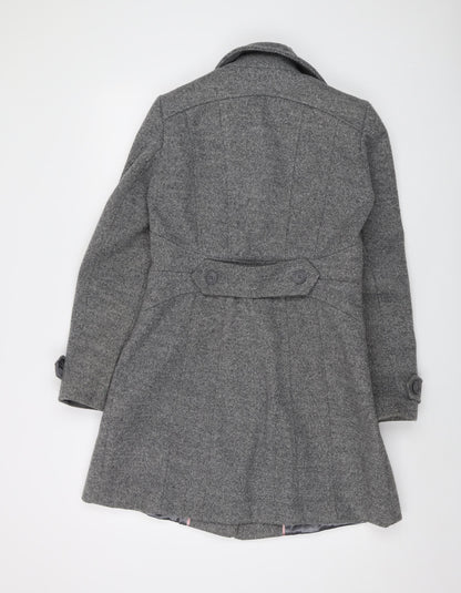 Oasis Womens Grey Overcoat Coat Size S Button