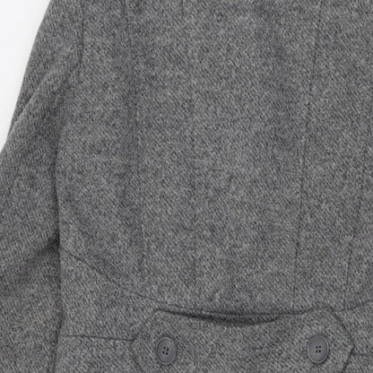Oasis Womens Grey Overcoat Coat Size S Button
