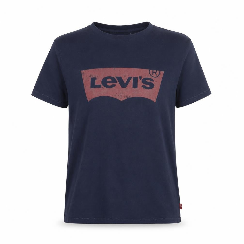Levi's Womens Blue Cotton Basic T-Shirt Size XS Crew Neck - Logo