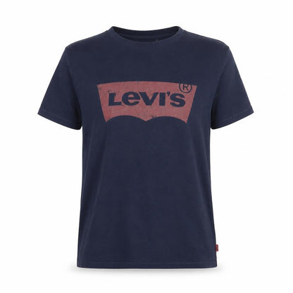 Levi's Womens Blue Cotton Basic T-Shirt Size XS Crew Neck - Logo