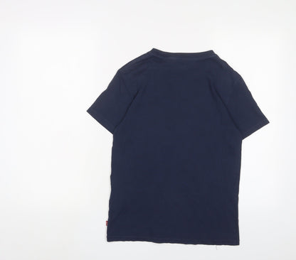 Levi's Womens Blue Cotton Basic T-Shirt Size XS Crew Neck - Logo
