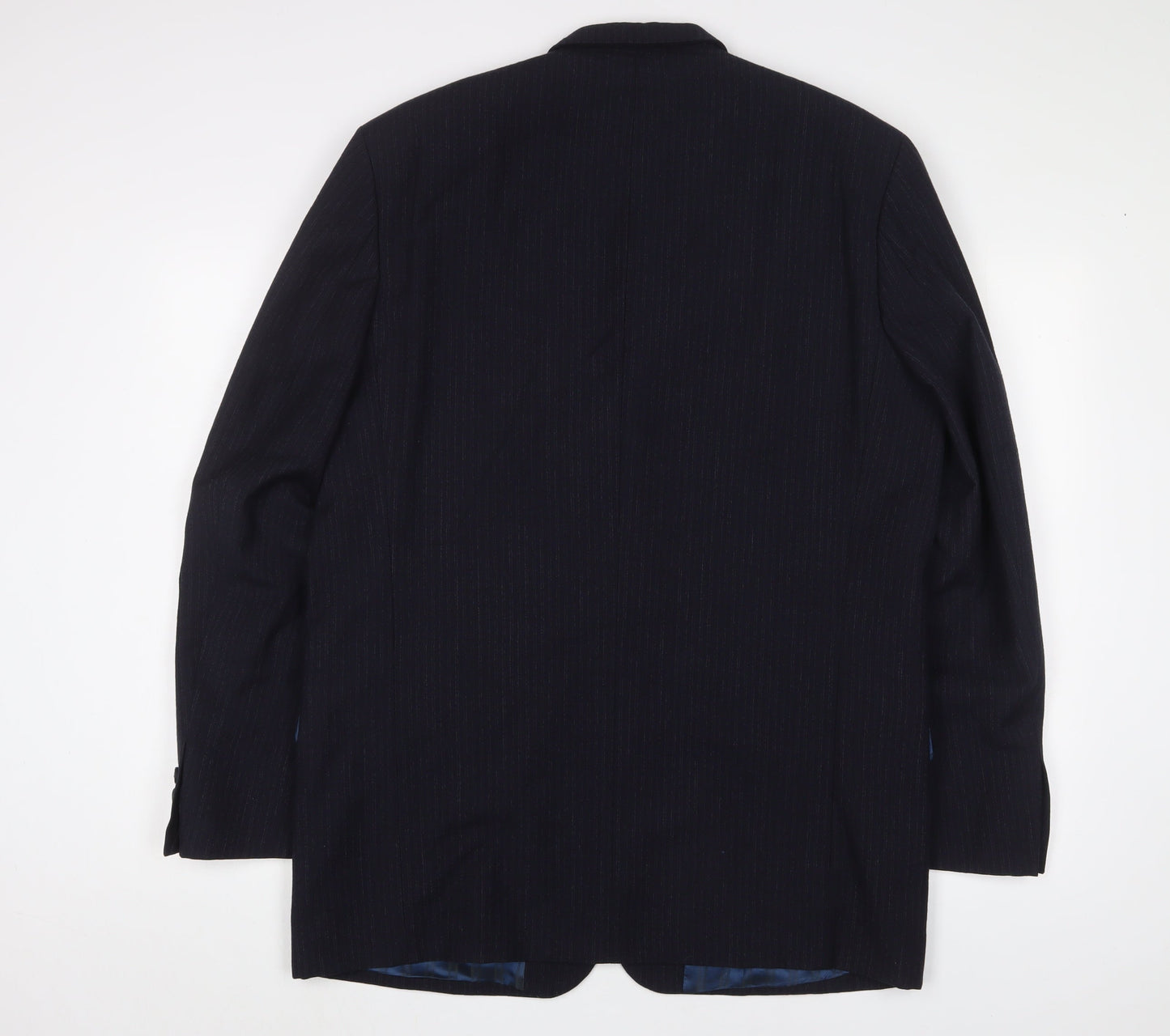 R.I. Mens Blue Striped Wool Jacket Suit Jacket Size 42 Regular