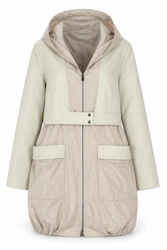 Penny Black Womens Beige Overcoat Jacket Size 14 Zip - Belted