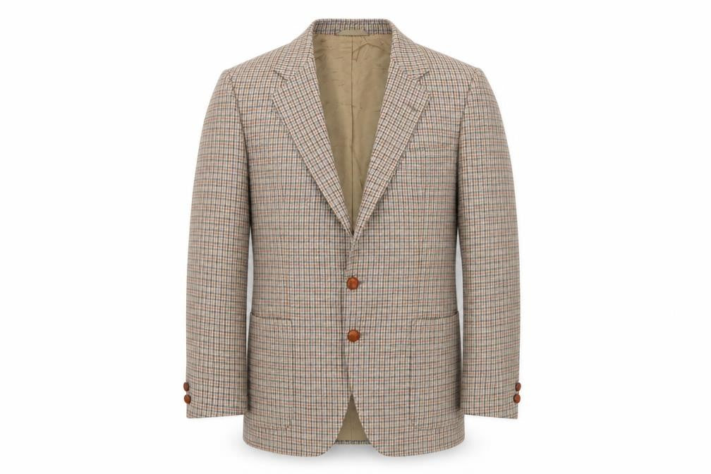 Geoffrey Gillow Mens Brown Plaid Wool Jacket Suit Jacket Size 40 Regular