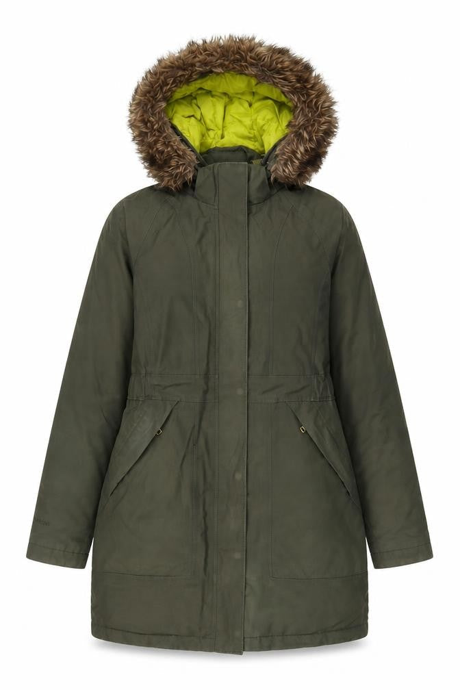 DECATHLON Womens Green Parka Coat Size S Zip - Logo, Embroidered
