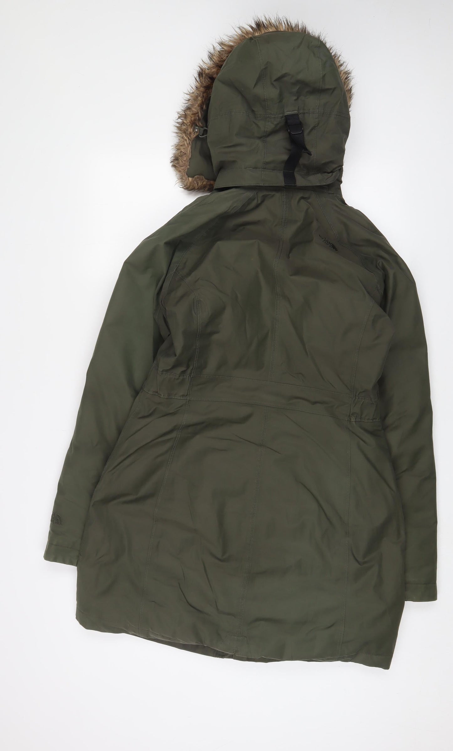 DECATHLON Womens Green Parka Coat Size S Zip - Logo, Embroidered