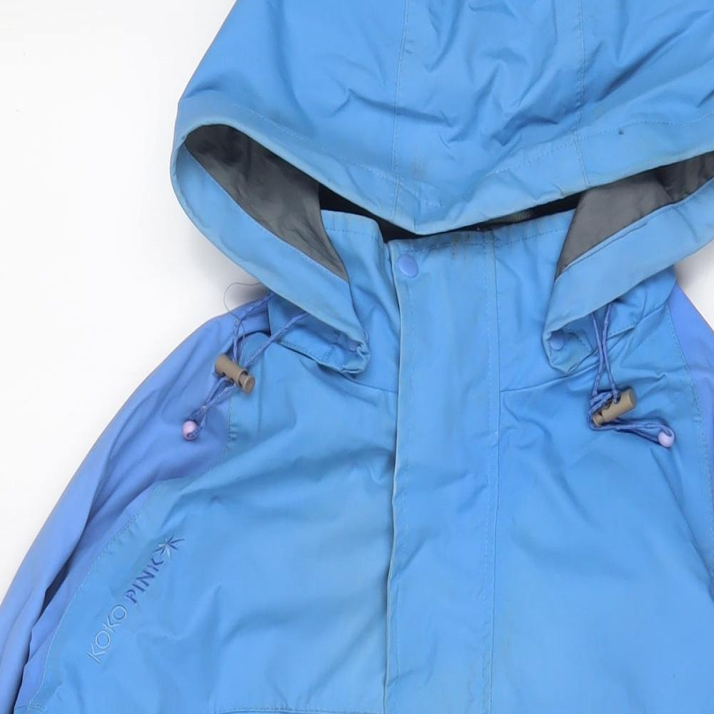 KOKO Pink Womens Blue Jacket Coat Size 16 Zip - Logo, Embroidered