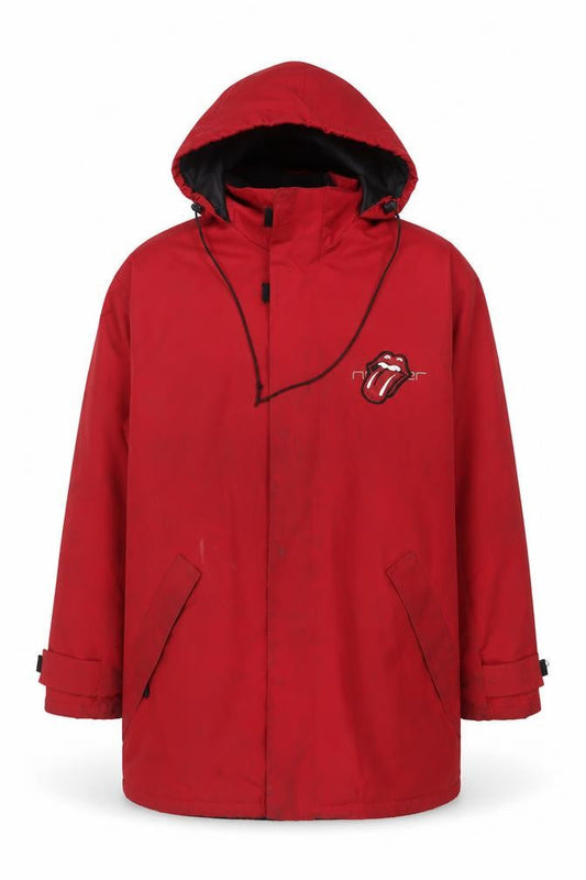 Kariban Mens Red Parka Coat Size L Zip - Embroidered
