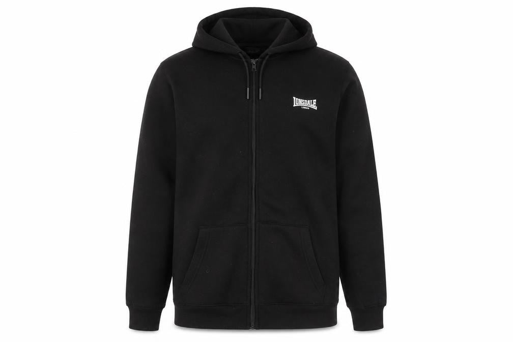 Lonsdale Mens Black Polyester Full Zip Hoodie Size S - Logo