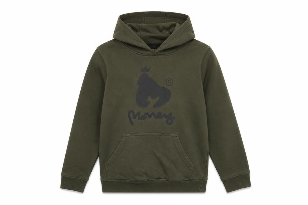 Money Boys Green Cotton Pullover Hoodie Size 9-10 Years Pullover - Logo