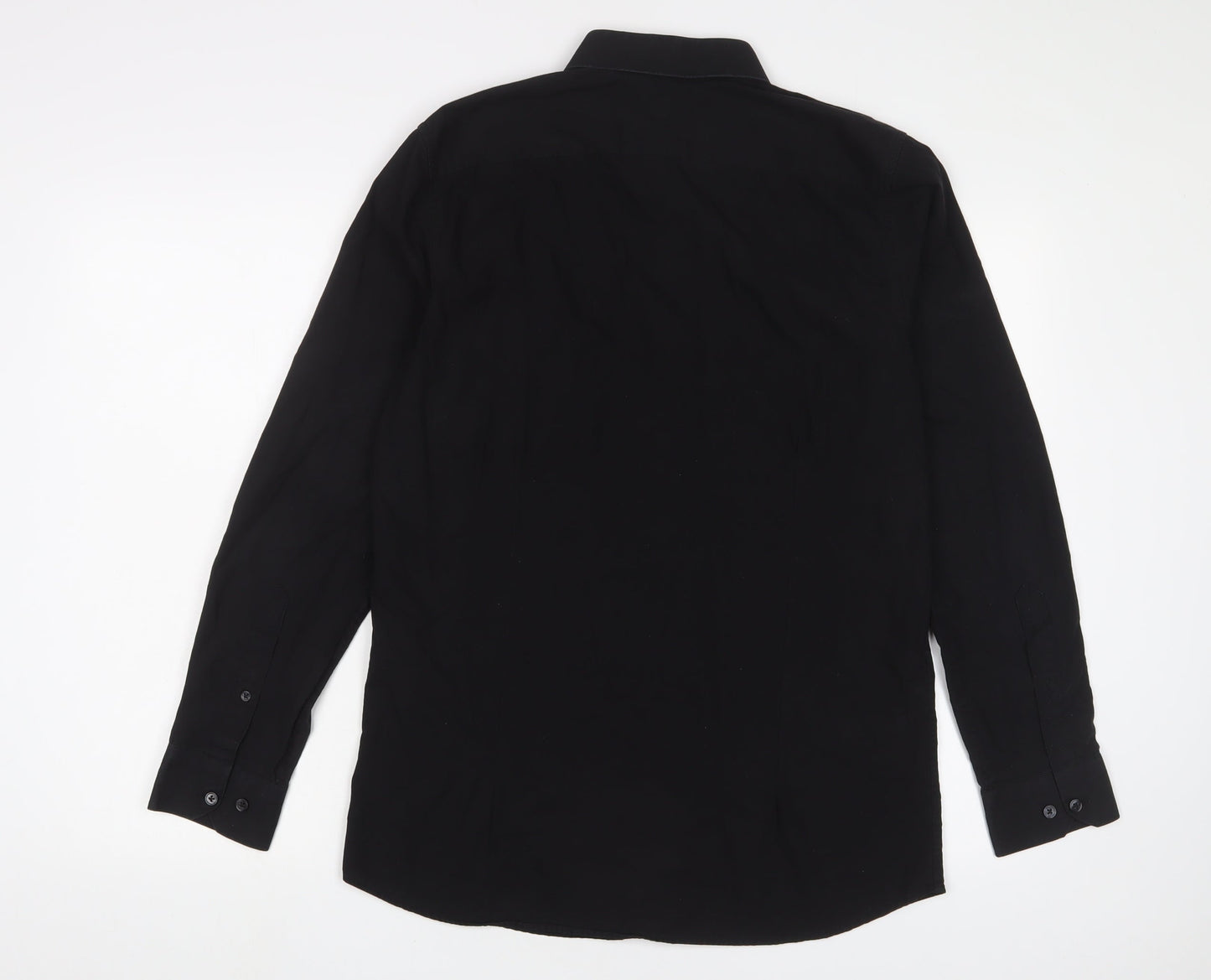 LC Waikiki Mens Black Cotton Button-Up Size M Collared Button
