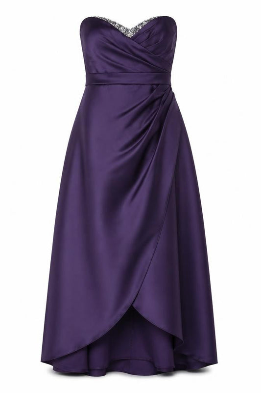 Alfred Angelo Womens Purple Polyester A-Line Size 14 Off the Shoulder Zip - Beaded