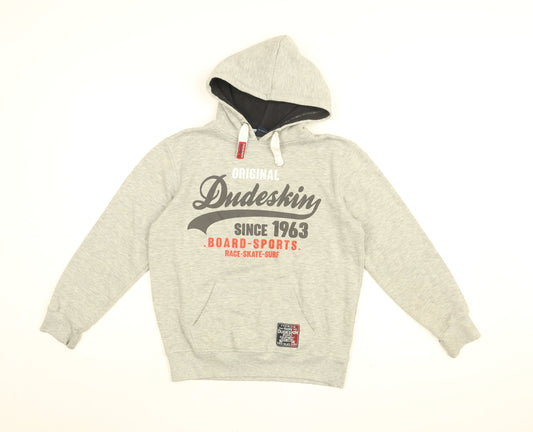 Dudeskin Boys Grey Cotton Pullover Hoodie Size 11-12 Years Pullover - Original Dudeskin