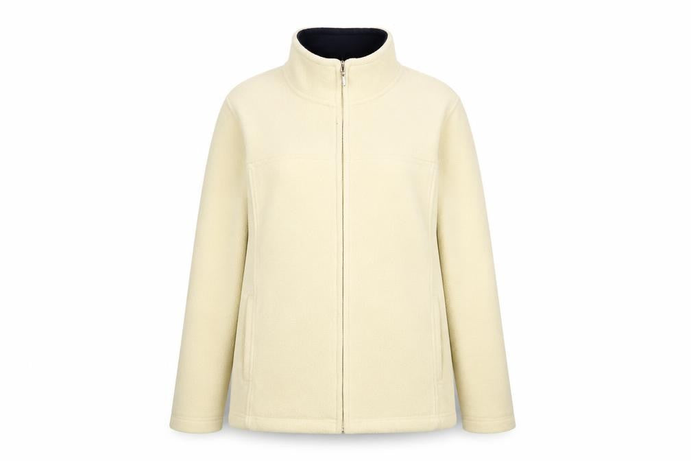 EWM Womens Beige Polyester Full Zip Sweatshirt Size 14 Zip