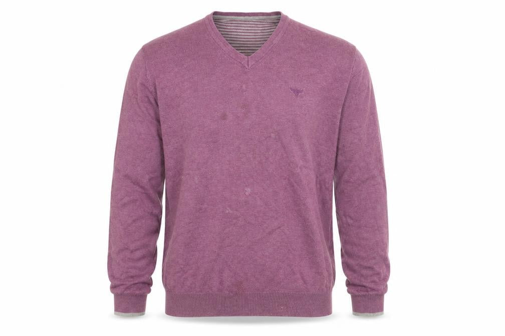 Morley Mens Purple V-Neck Cotton Pullover Jumper Size L Long Sleeve