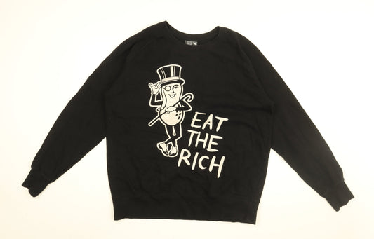 Eat The Rich Womens Black Cotton Pullover Sweatshirt Size 2XL Pullover - Eat The Rich