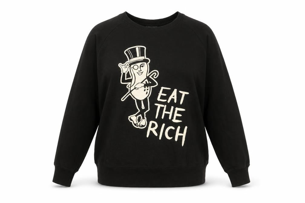 Eat The Rich Womens Black Cotton Pullover Sweatshirt Size 2XL Pullover - Eat The Rich