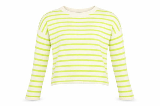 Emoi Womens White Striped Ramie Basic T-Shirt Size 10 Round Neck
