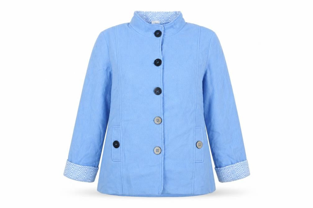 Anne De Lancay Womens Blue Jacket Coat Size M Button