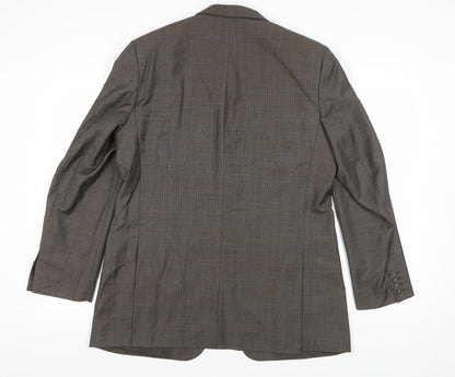 Back view of Austin Reed Brown Wool Blazer 44L Check Pattern