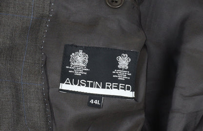 Brand and care label for Austin Reed Brown Wool Blazer 44L Check Pattern