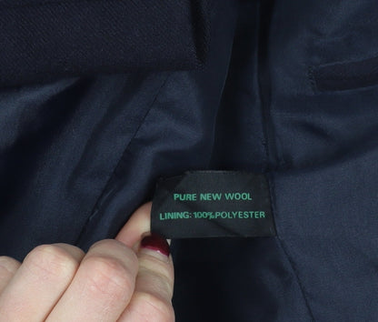 Close-up detail of C&A Blue Wool Blazer, size 42, Men's Vintage