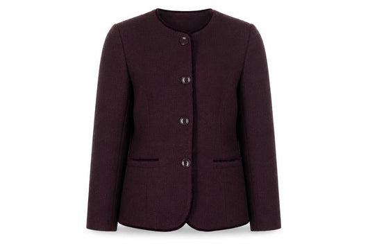 Front view of Eastex Purple Tweed Jacket, size 10, Classic Style