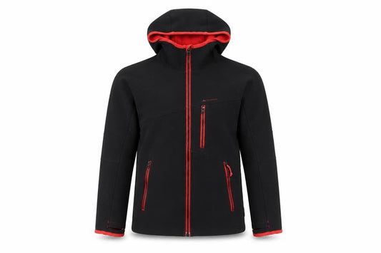 Oxylane Girls' Black Soft Shell Jacket, Size 8, Hooded