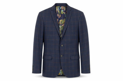 Front view of Alexandre of England Blue Check Blazer 38 Regular
