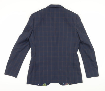 Back view of Alexandre of England Blue Check Blazer 38 Regular
