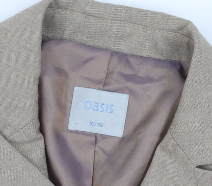 Brand and care label for Oasis Beige Suit Jacket, size 10, Single-Breasted