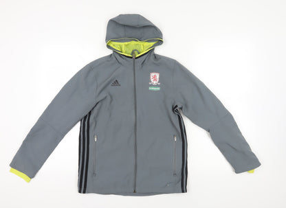 Additional front view of Adidas Grey boys’ hooded jacket 13-14 years