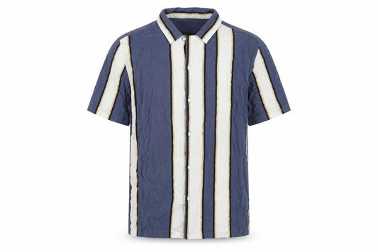 Topman Mens Blue Striped Viscose Button-Up Size M Collared Button