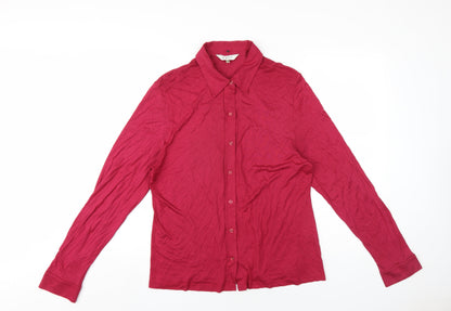 East Womens Pink Viscose Basic Button-Up Size 18 Collared