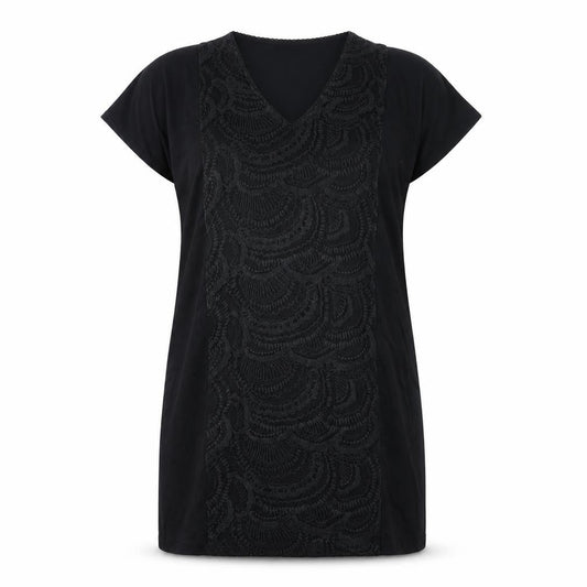 Avoca Womens Black Viscose T-Shirt Dress Size M V-Neck Pullover