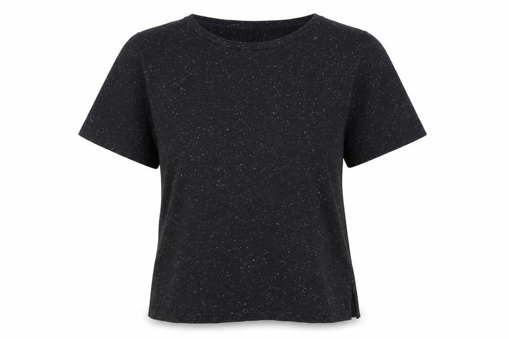 ICHI Womens Black Cotton Basic T-Shirt Size M Round Neck