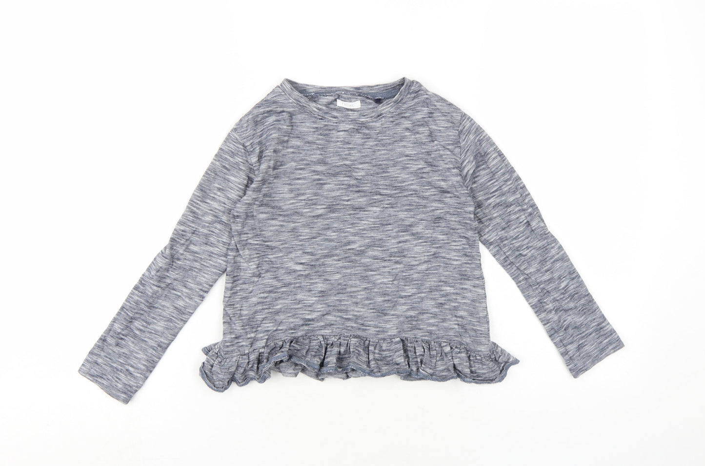 NEXT Girls Blue Cotton Basic T-Shirt Size 7 Years Round Neck Pullover