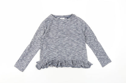 Additional front view of Next girls’ blue cotton basic t-shirt, size 7, years round neck pullover