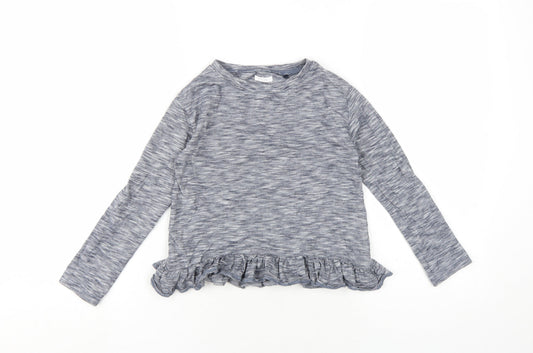 NEXT Girls Blue Cotton Basic T-Shirt Size 7 Years Round Neck Pullover