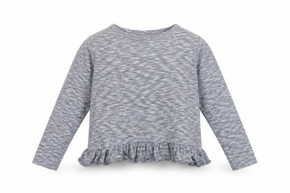 Front view of Next girls’ blue cotton basic t-shirt, size 7, years round neck pullover