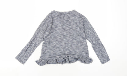 Back view of Next girls’ blue cotton basic t-shirt, size 7, years round neck pullover