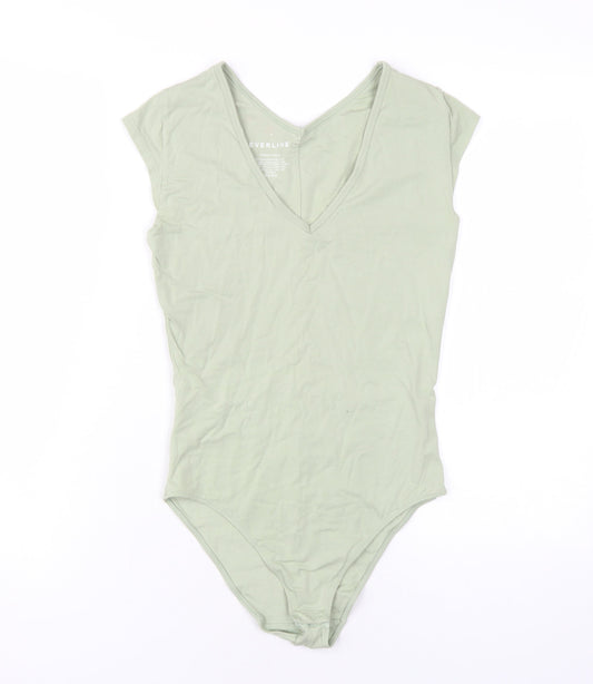 Everlane Womens Green Cotton Bodysuit One-Piece Size S Snap