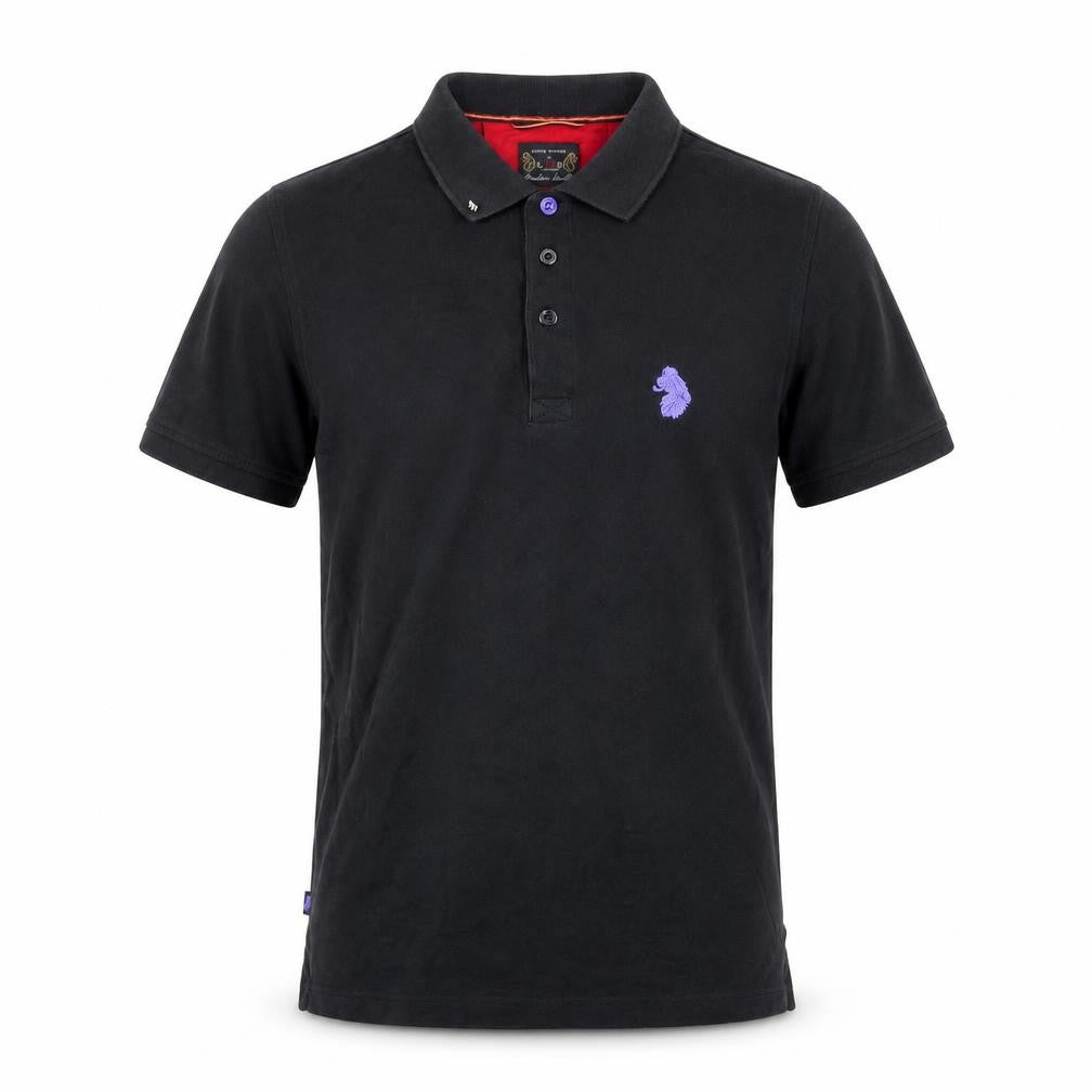 Luke 1977 Mens Black Cotton Polo Size M Collared Button