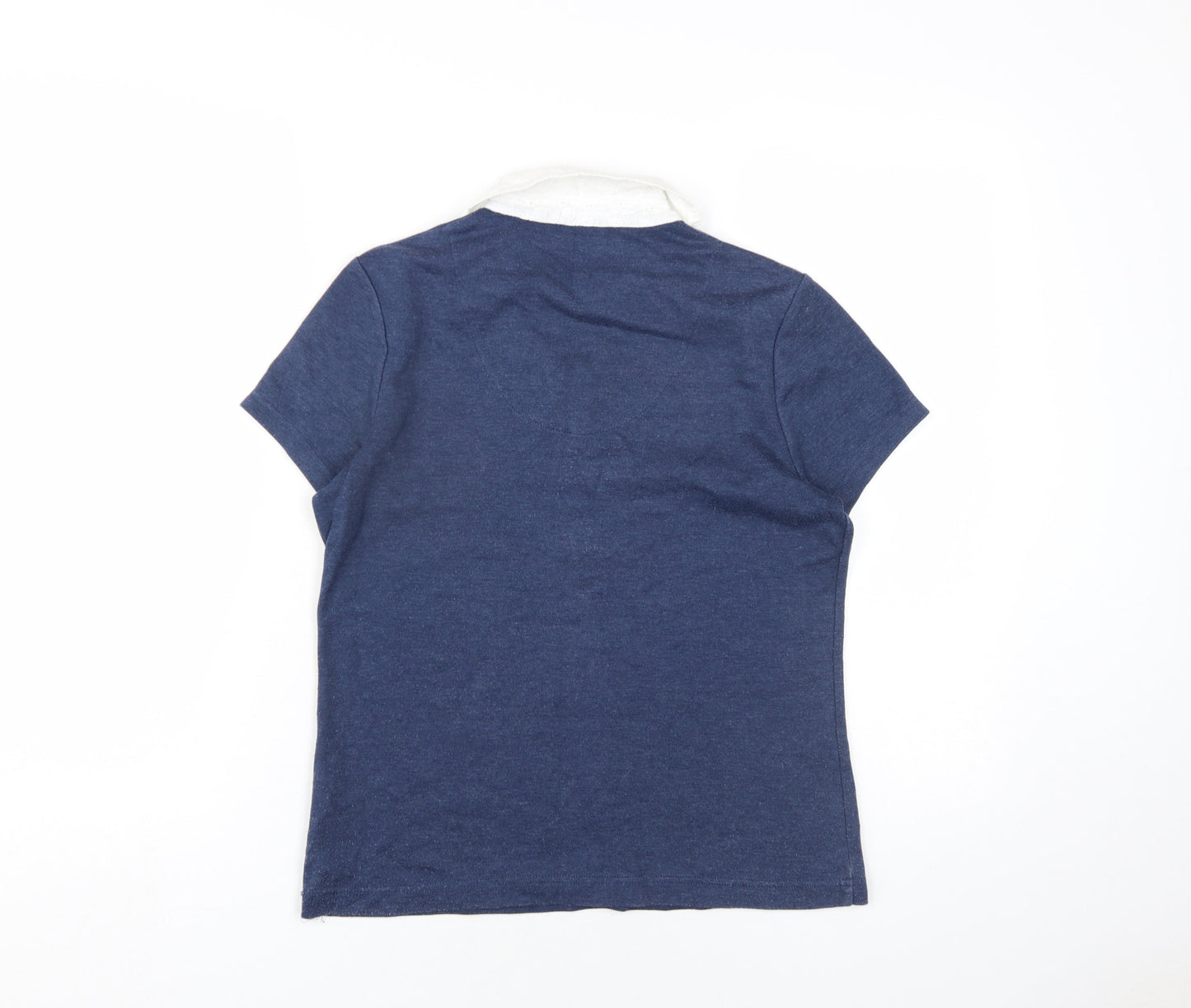 DASH Womens Blue Cotton Basic Blouse Size 10 Collared