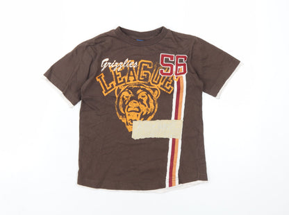 Adams Boys Brown Cotton Basic T-Shirt Size 5 Years Round Neck Pullover